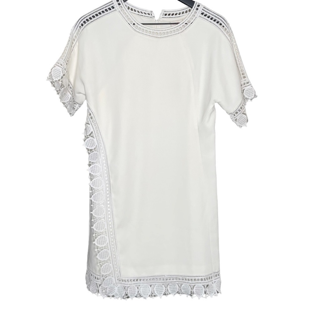 Tory Burch Women’s Marissa Ivory Cream White Lace Trim Mini Dress Size 4